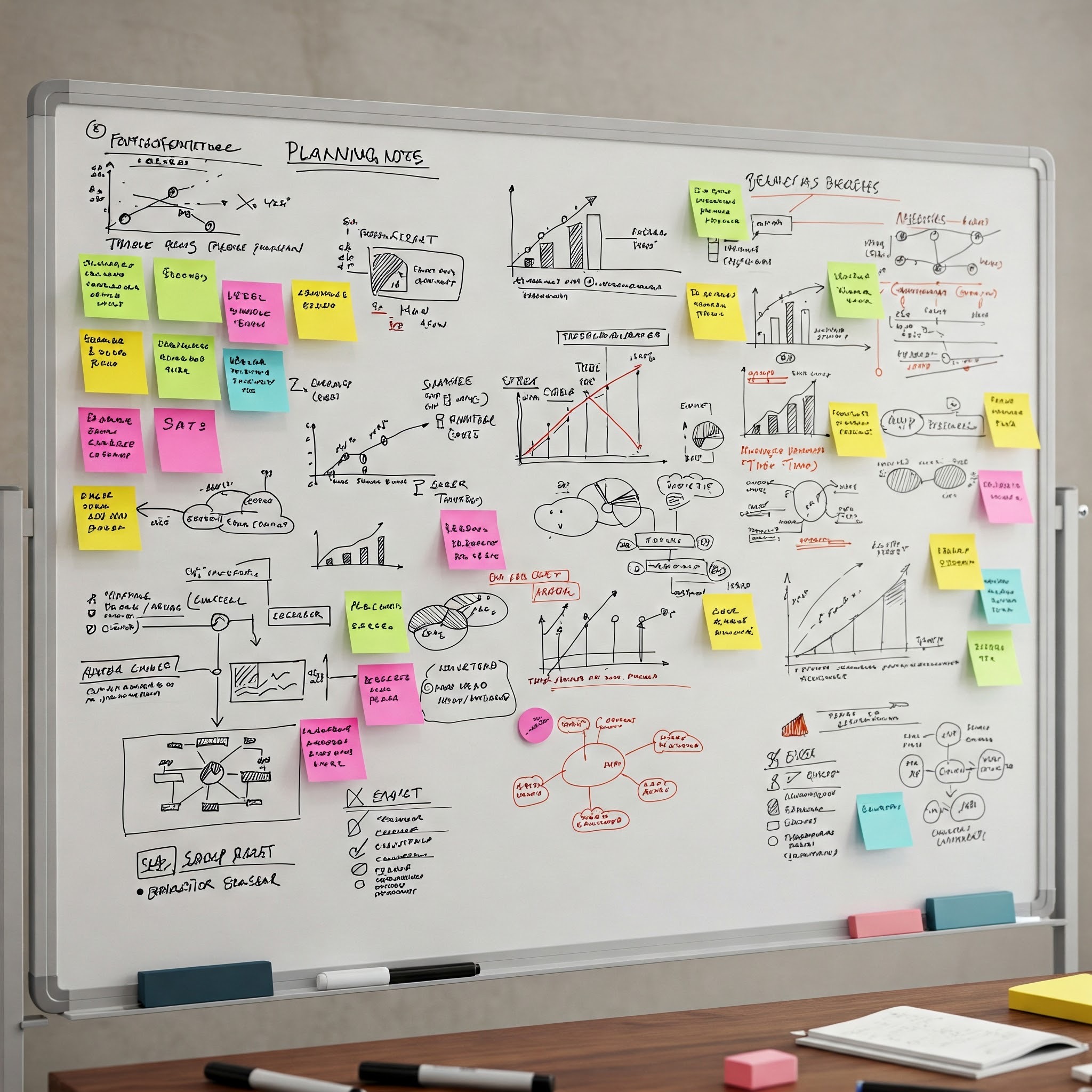 photo of Whiteboard Filled with Planning Notes and Diagrams